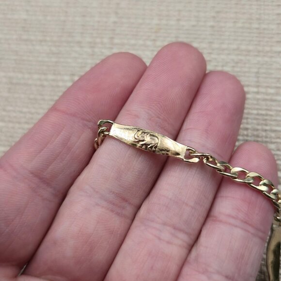 7.5 Inch 14k Gold Filled Elephant Animal Chain Bracelet A7234 - Picture 3 of 6